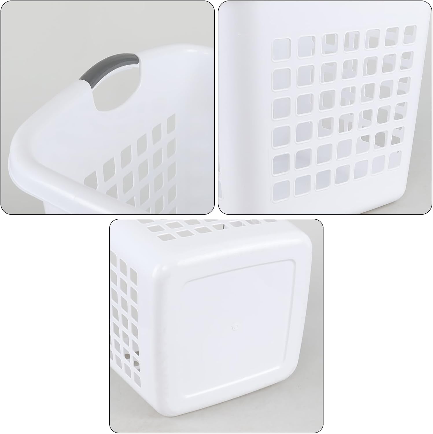 4 Packs Large White Laundry Basket, Plastic Clothes Hamper with Handles