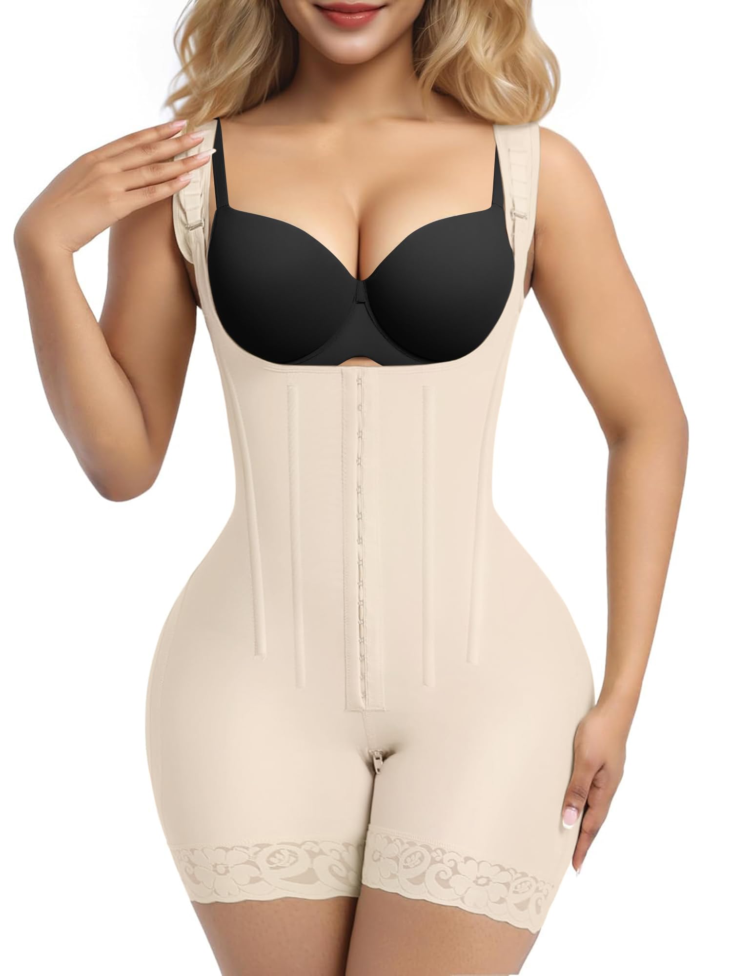 SHAPERXShapewear for Women Tummy Control Fajas Colombianas Steel Boned Body Shaper Postpartum Butt Lifter