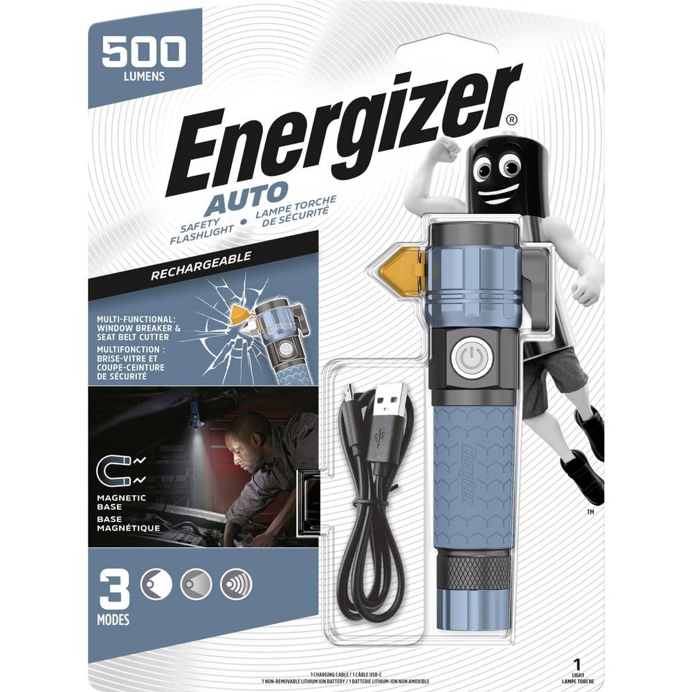 Energizer Rechargeable Auto Magnetic Safety Torch with Window Breaker & Seatbelt Cutter
