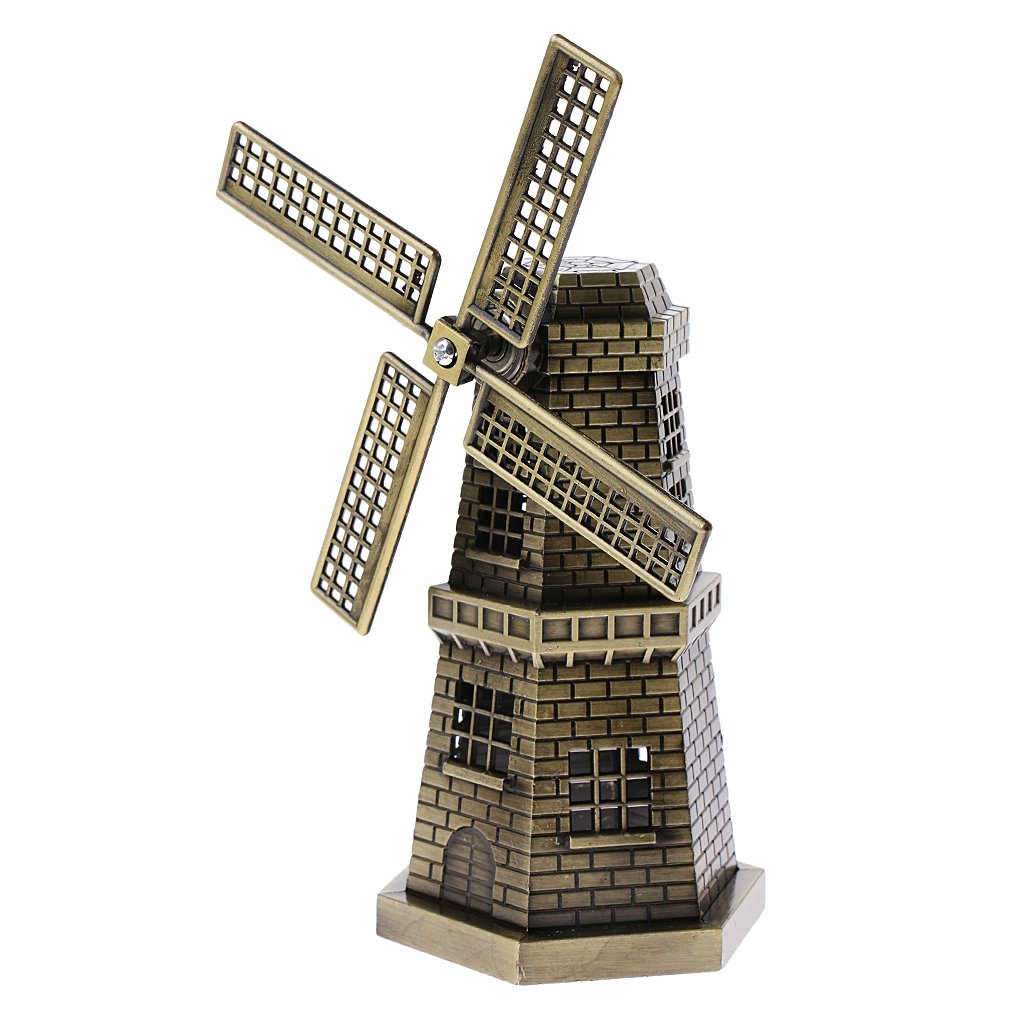perfk Model Windmill Netherlands Dutch Metal Souvenir Collection, Bronzer