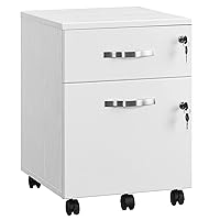 VASAGLE Mobile da Ufficio con 2 Cassetti Bloccabili, Schedario con 5 Ruote