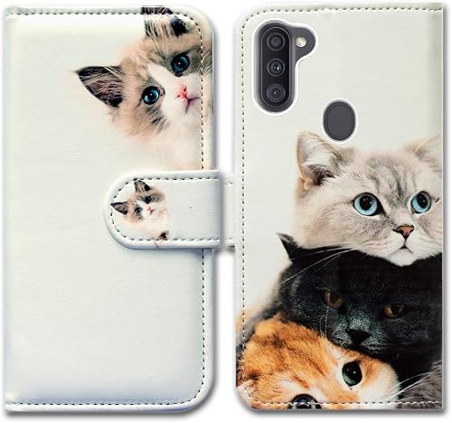 Bcov Case for Galaxy A11 (US Version), Cute Brown Cat Leather Flip Wallet Case Cover with Card Slot Holder Kickstand for Samsung Galaxy A11 2020
