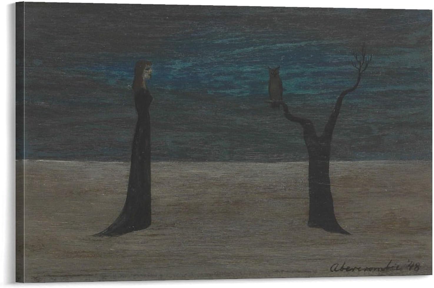 GERTRUDE ABERCROMBIE - Woman And Owl Posters Wall Art Painting Canvas Gift Living Room Prints Bedroom Decor Poster Artworks 16x24inch(40x60cm)