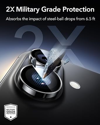 ESR Camera Lens Protector for iPhone 15/15 Plus/14/14 Plus, Ultra-tough HD Individual Lens Protectors, Scratch Resistant, Ultra-thin Tempered Glass, Armorite Series, 1 Pack, Black | Individual Camera Cover, 9H Tempered Glass, Original Camera Clarity, Scratch-Resistant, Case Friendly
