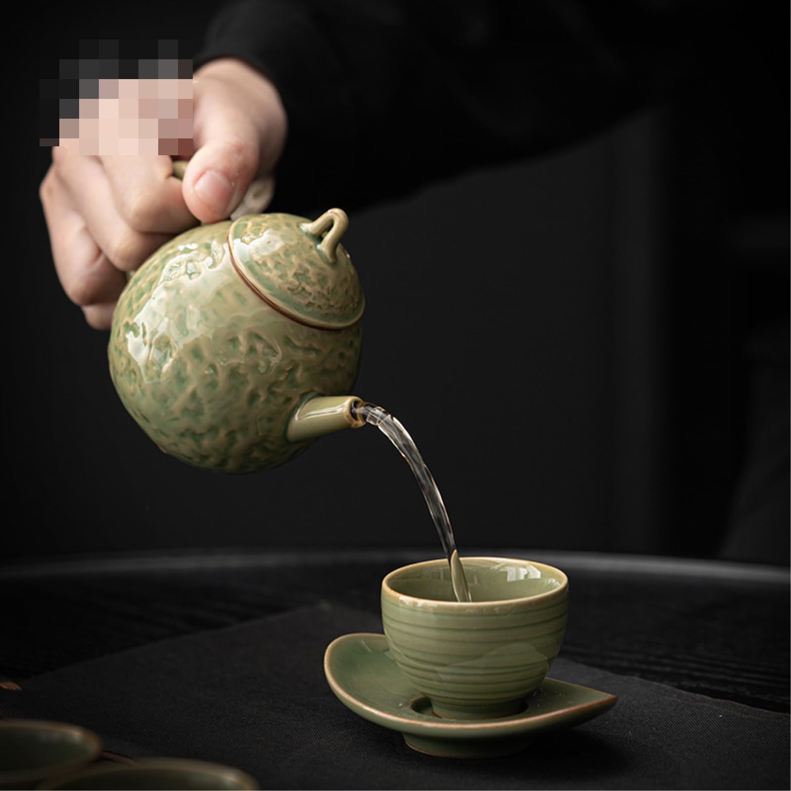 190 ml - 6 uncji ceramiczny domowy czajniczek retro herbata Kung Fu z filtrem sprzęgło - retro zielona glazura