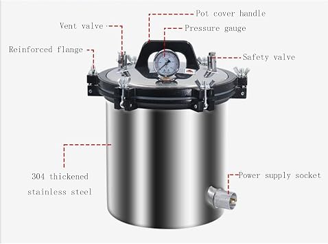 Laboratory Autoclave Room Steam Sterilizer Equipment Stainless Steel Vertical Electric Laboratory Autoclave Equipment Prevents Dry Burning (8l)