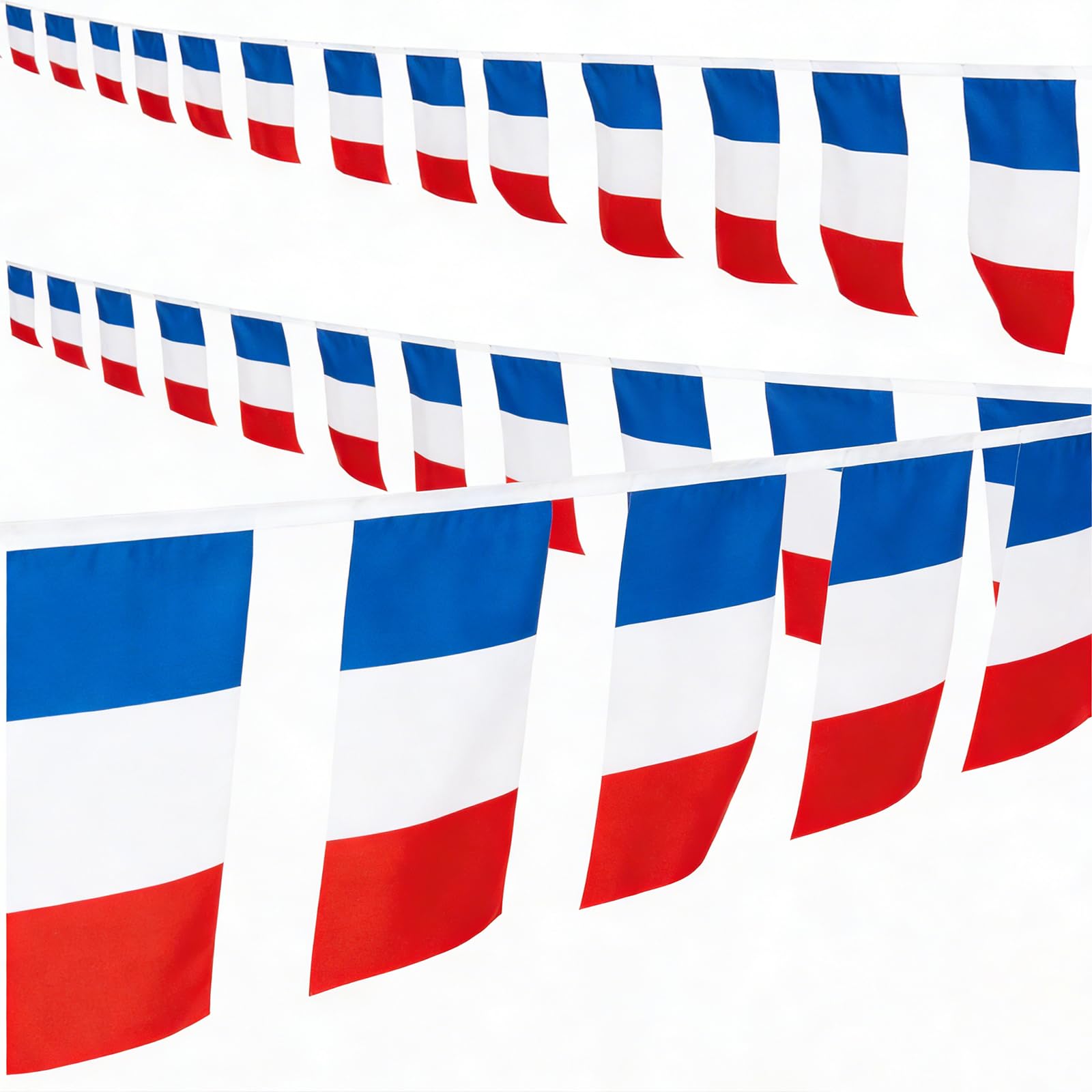 2Packs French Bunting 30 Flags - Double Sided France Flag Banner 14x21cm — image 1