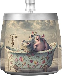 Hippo Vintage Bathtub Stainless Steel Cigarette Ashtray with Lid for Home Office Indoor Outdoor, Smokeless Windproof Classic Design Ashtrays for Cigar Decor