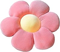 Vista 14 de Almohada en forma de flor, cojín de flores, almohada de lectura y almohada cómoda para el ocio, cojín de coche (amarillo/rosa, 15.7 x 15.7 in), 1
