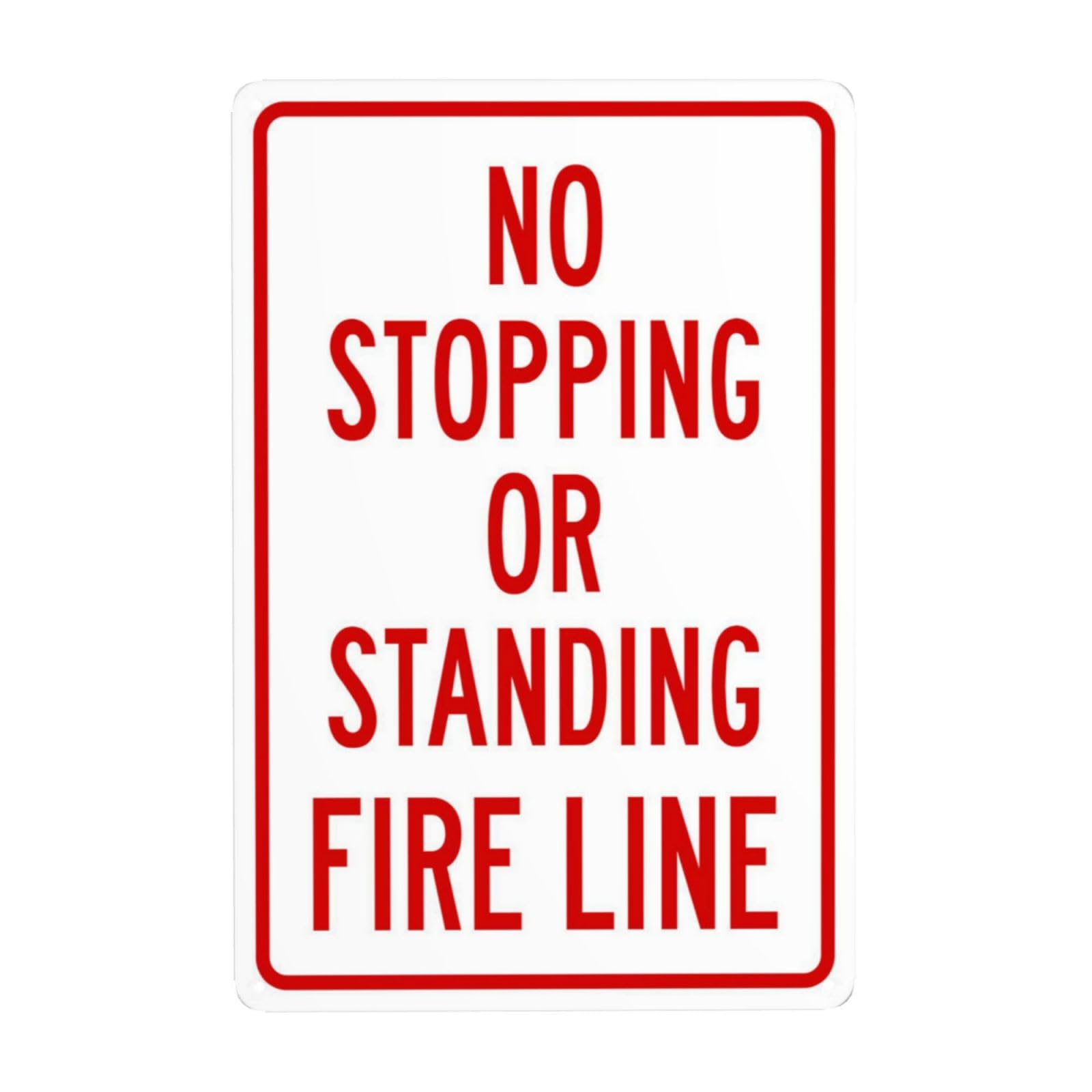 SMAZDFXX No Parking Or Standing Fire Lane Metal Warning Sign, Cautions Security Tin Sign, Safety Posted Signs for Street Business Wall Decor 12"x16"