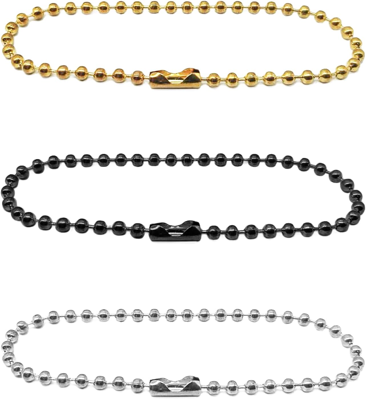 33 Feet Ball Chain Necklace, 2.4mm Ball Bead Chain with 30 Pieces Connectors Clasps,Metal Ball Chain for Dog Tag, Ceiling Fan Pull Chain Extender, Jewelry Making Kit, DIY Crafts (Gold)