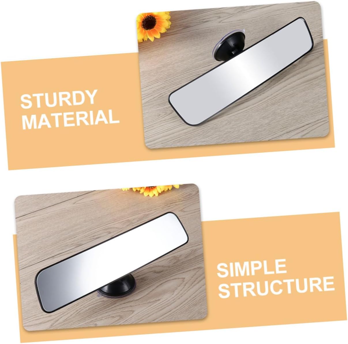 Cabilock 2pcs Car Rearview Mirror Panoramic Wide Angle Interior Mirror Suction Cup for Safe Driving