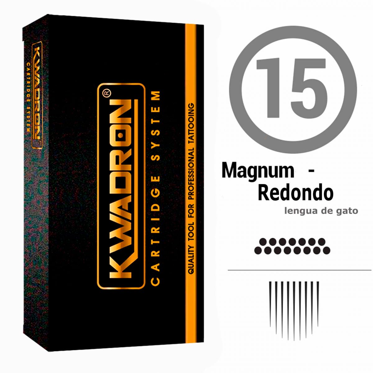 15RM KWADRON CARTUCHOS MAGNUM REDONDA 0,30mm AGUJAS DE TATUAJE ROUND MAGNUM SEM CARTRIDGE