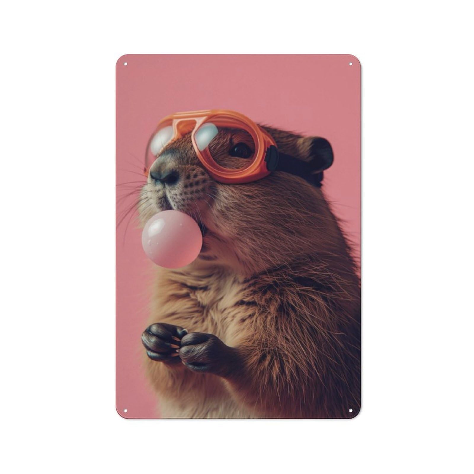 Junmoney Beaver Bubblegum Everyday Metal Gift Sign 30X20cm, Room Wall Plaque For Home, Shop, Pub Or Studio Wall