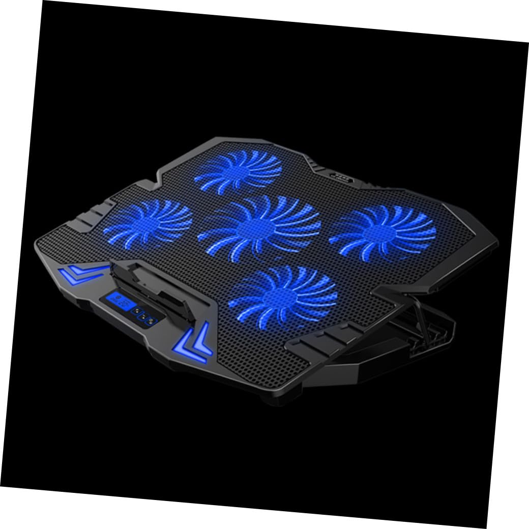 Refroidisseur Ordinateur Portable Réglable avec Ventilateurs Silencieux Support De Refroidissement pour Ordinateurs Portables Noir Et Bleu Version Tactile