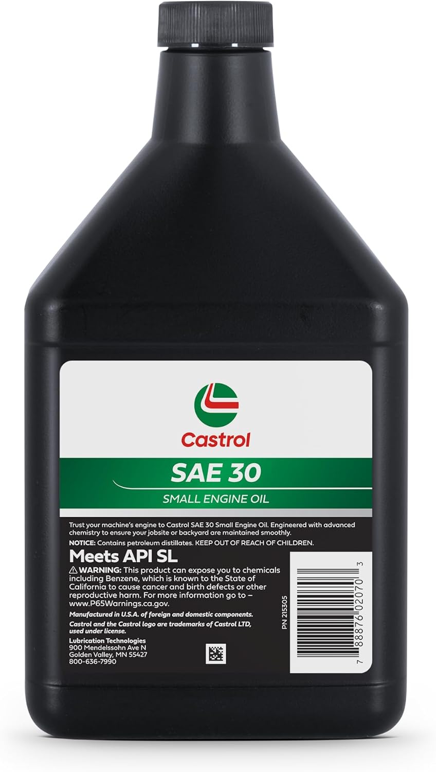 Castrol SAE 30 Small Engine Oil For 4-Cycle Engines – Protects Against Rust & Corrosion – Formulated For Air-Cooled Engines (Pack of 6 (18 oz Bottles))