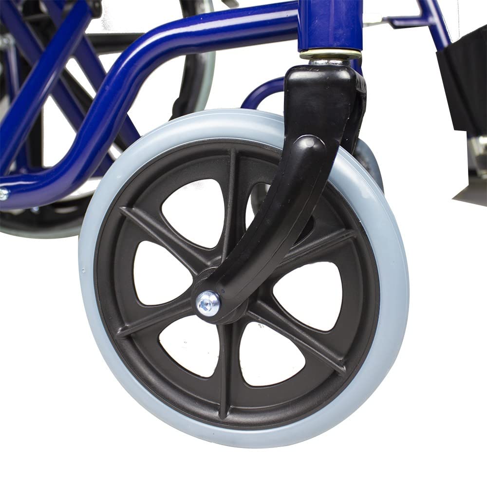 Mobiclinic, Model Giralda, Wózek inwalidzki dla osób niepełnosprawnych, składany, ortopedyczny, stal podnóżek, podłokietnik, kolor niebieski, siedzisko 43 cm, ultralekki