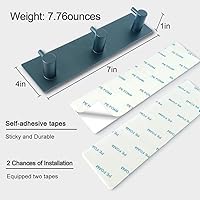 Vista 6 de Soporte para llaves de pared con 2 cintas autoadhesivas, sin daños, con 3 ganchos para llaves para entrada, puerta, baño, cocina (negro)