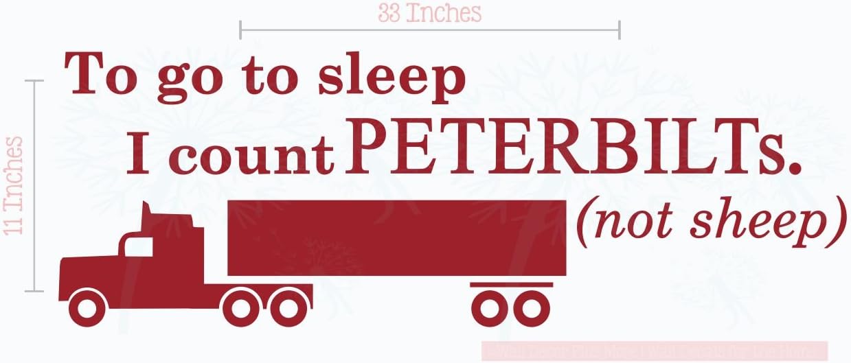 Bedroom Décor Count Peterbilts Not Sheep Boys Wall Sticker Decals 33x11-Inch Red