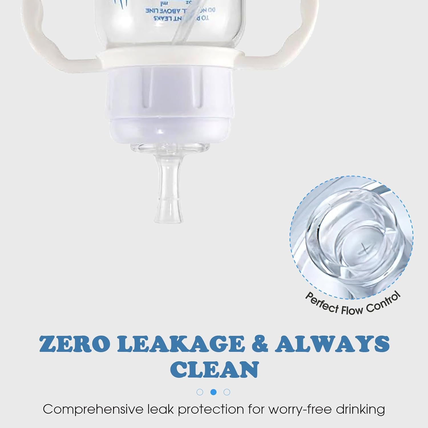 Straw Sippy Cup Conversion Kit for Dr Brown Narrow Nack Baby Bottles, Soft top and Weighted Ball Transition Cup Kit with Handles, Set of 4 - Image 2