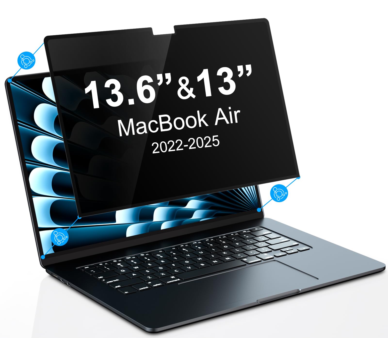Filtro de privacidad MacBook Air 13.6 extraíble que reduce reflejos con fundas de cámara 8