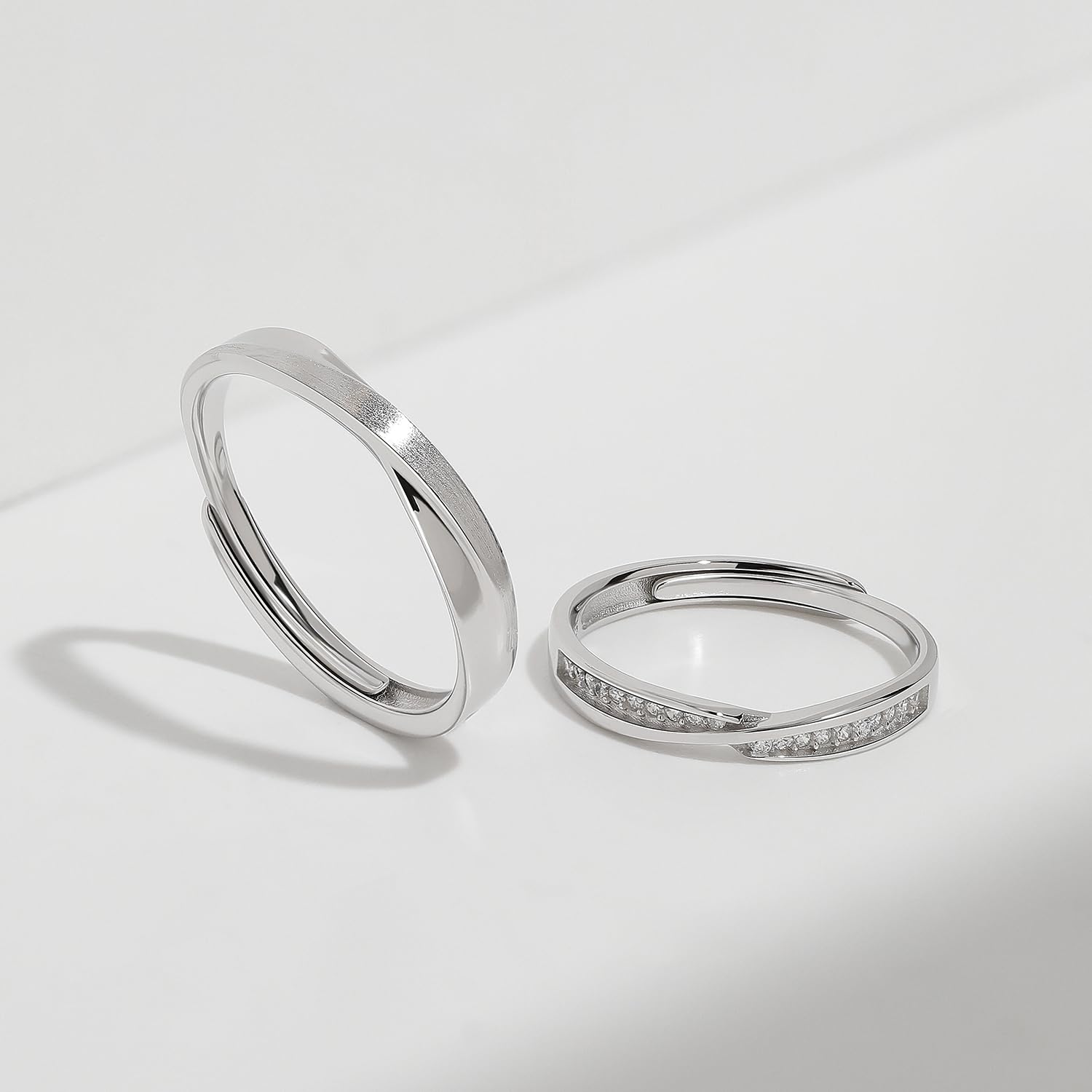 Meissa Juego de Anillos de Promesa Ajustables de Plata de Ley para Parejas, Anillos de Boda a Juego para Hombres y Mujeres, Juego de Anillos de Compromiso Ajustables