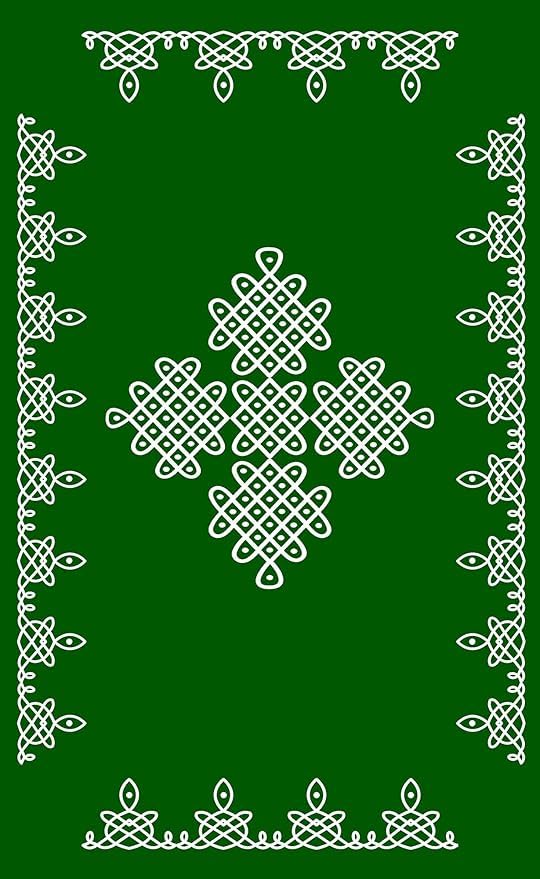 Green Rangoli Kolam Backdrop Cloth for Pooja - 8ft x 5ft, Ideal for Pooja, Religious Ceremonies, and Home Decor. Washable Fabric