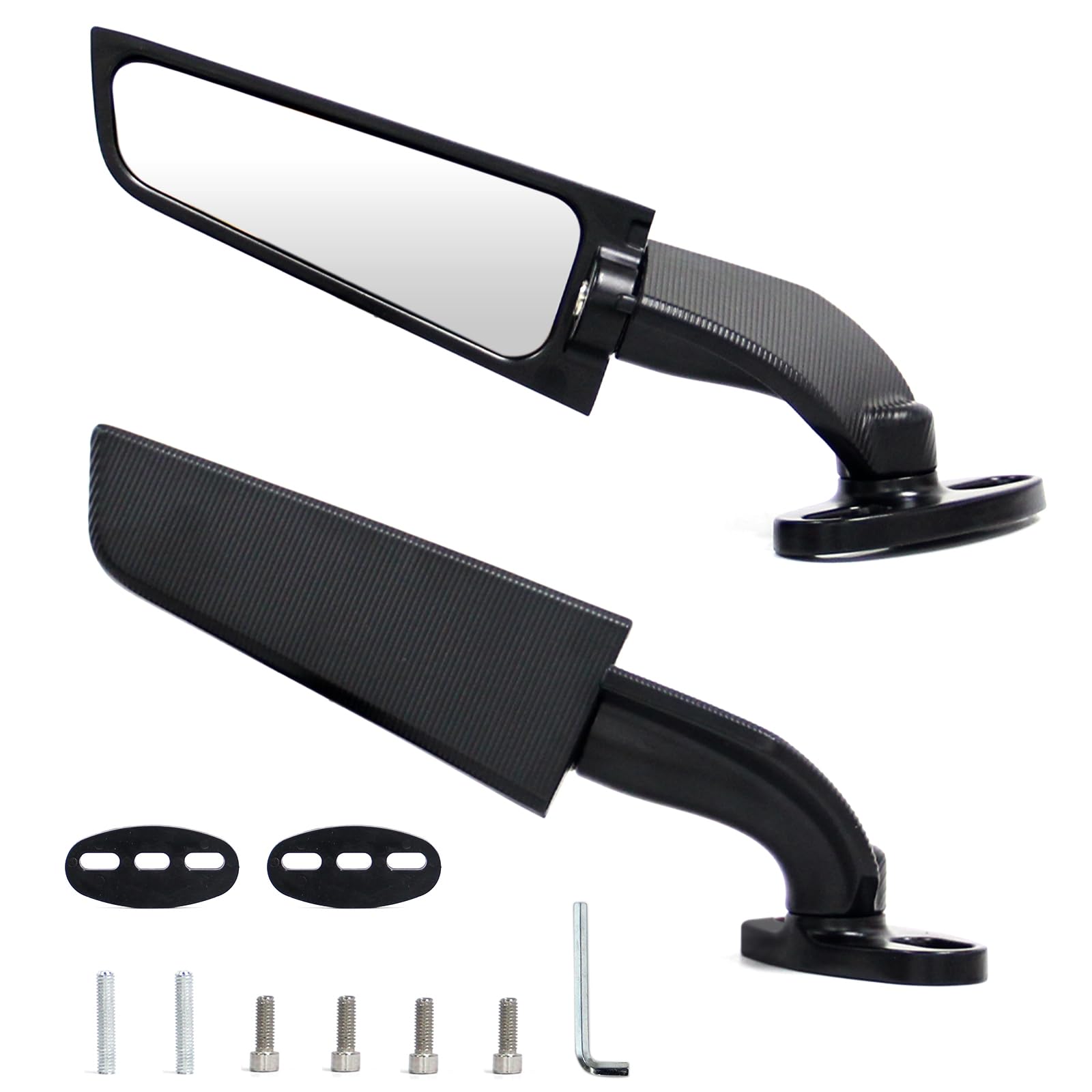 Heran Motorcycle Rearview Mirror, Adjustable Rotating Wind Wing Motorcycle Side Mirrors Compatible with EX250 EX300 EX400 EX650 ZX6R ZX10R | CBR300R CBR500R CBR600RR CBR1000RR | GSXR 600 750 1000
