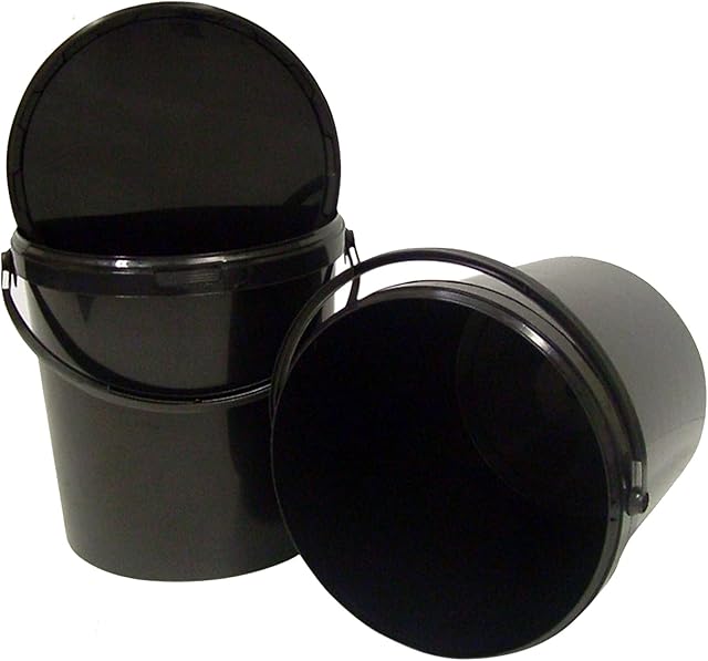 Other Hydroponics Black Bucket With Lid 5L 10L 20L 25L 33L Gardening DIY Storage UK (10L x2)
