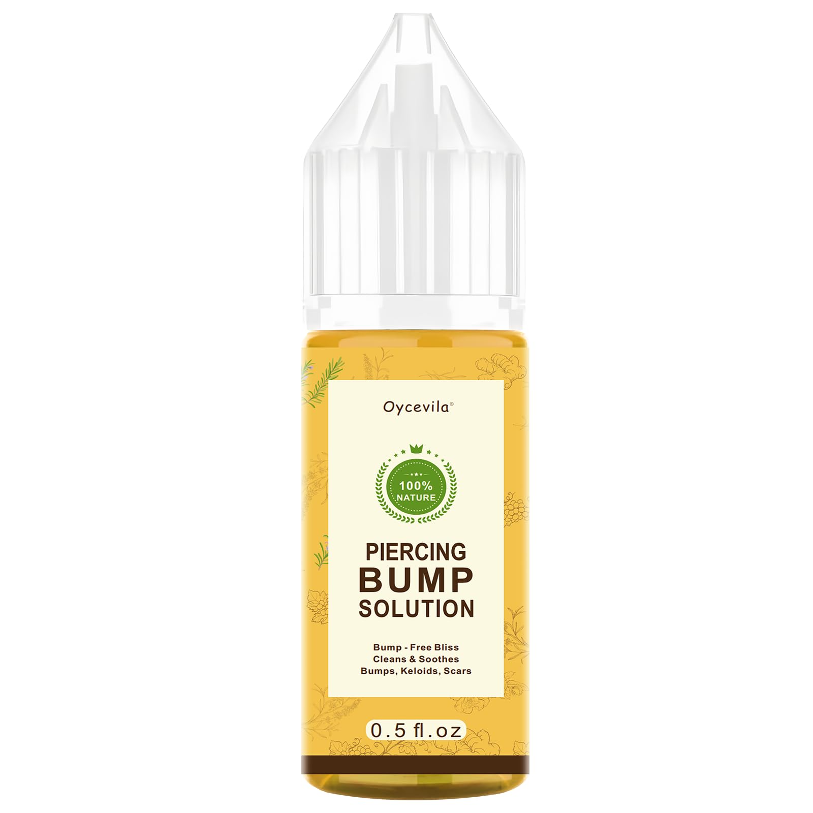 Photo 1 of 0.5oz -100% Natural Piercing Bump Solution & Keloid Bump Removal Drops (with 20 Cotton Swabs), Professional Piercings Aftercare Oil to Relieve & Reduce Appearance of Keloid/Scar on Nose, Ear & Belly