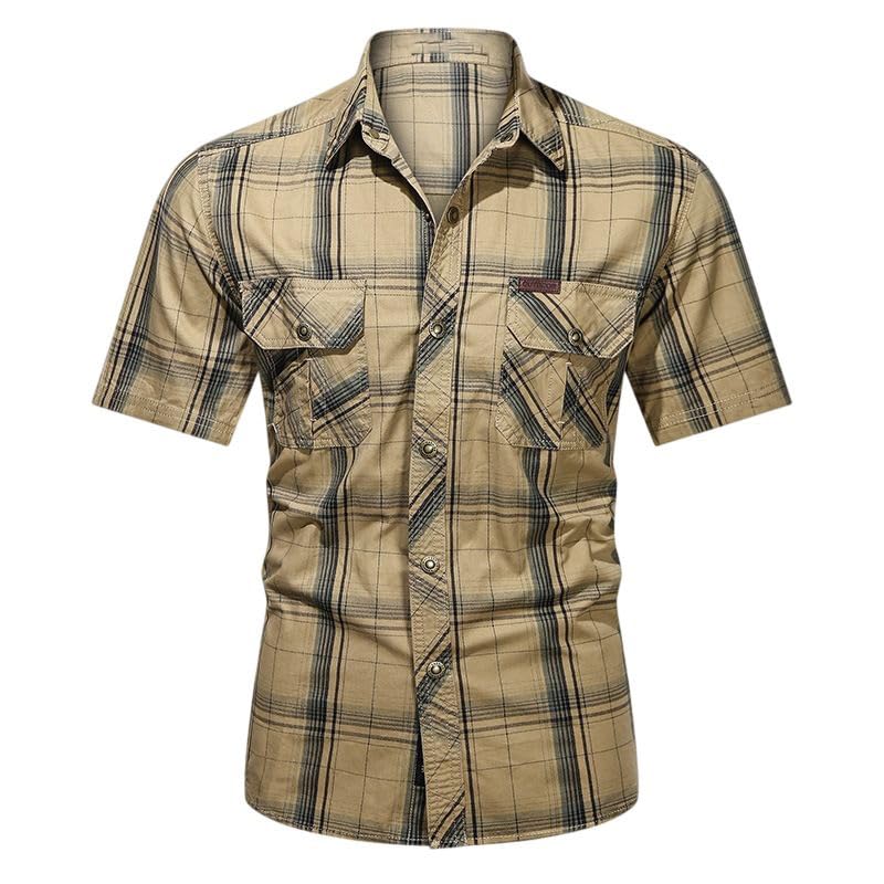 Camisa de trabajo para hombre transpirable con botones de algodón 2