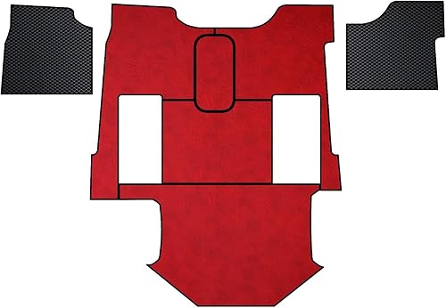 Alfombrillas para Kenworth T680 - Juego de piso completo y 2 alfombrillas protectoras adicionales - Prestige-Line (rojo)