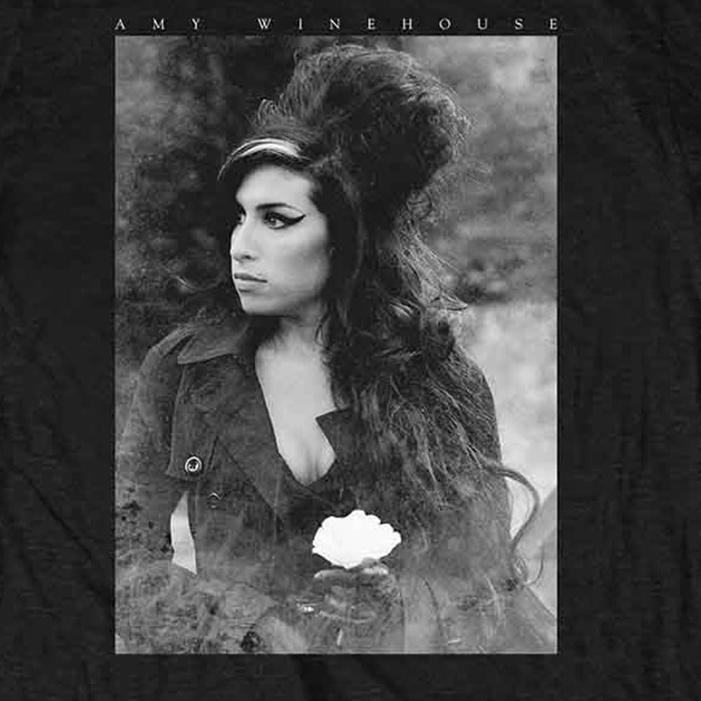 Amy Winehouse Men's Flower Portrait T-Shirt Black image 2