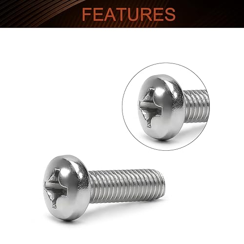 Miniatura 3 de MroMax Tornillos de máquina M8 x 0.984 in Pan Phillips Tornillo de cabeza cruzada 304 pernos de sujeción de acero inoxidable Pernos gris plateado 5