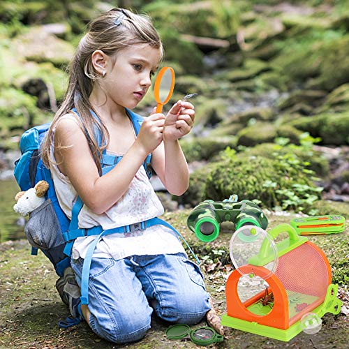 BeebeeRun Outdoor Explorer Set-Bug Catcher Kit for Boys Girls Nature Exploration Kit with Mini Binoculars, Compass, Whistle, Magnifying Glass, Bug Catcher, Headlamp,Adventure, Hiking Educational Toy