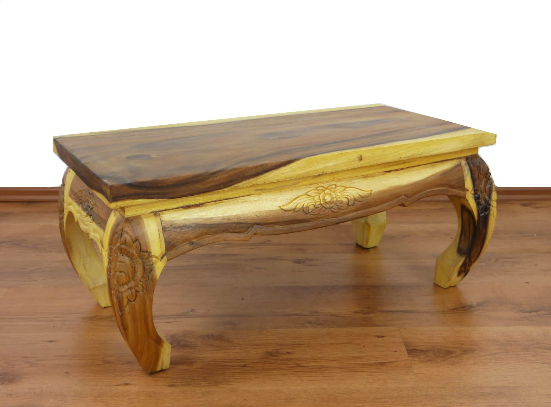livasia Opiumtafel met snijwerk, Bijzettafel, Nachttafeltje, duurzaam en handgemaakt, 38x58x41cm (Bruin