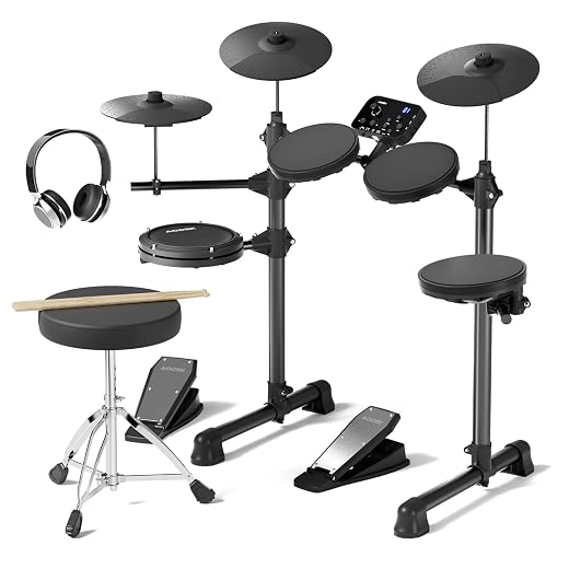 AODSK Electric Drum Set For Beginner 300 Sounds,4 Quiet Drum Pads 2 Pedals