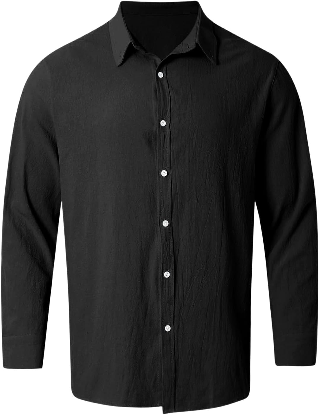 Ymosrh Men's Button Up Fall Shirts Long Sleeve Solid Casual Button Down Collar Dress Shirts, S-2XL