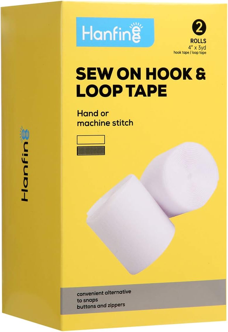 HANFINEE 4 Inch Width Sew on Hook and Loop Tape, Non