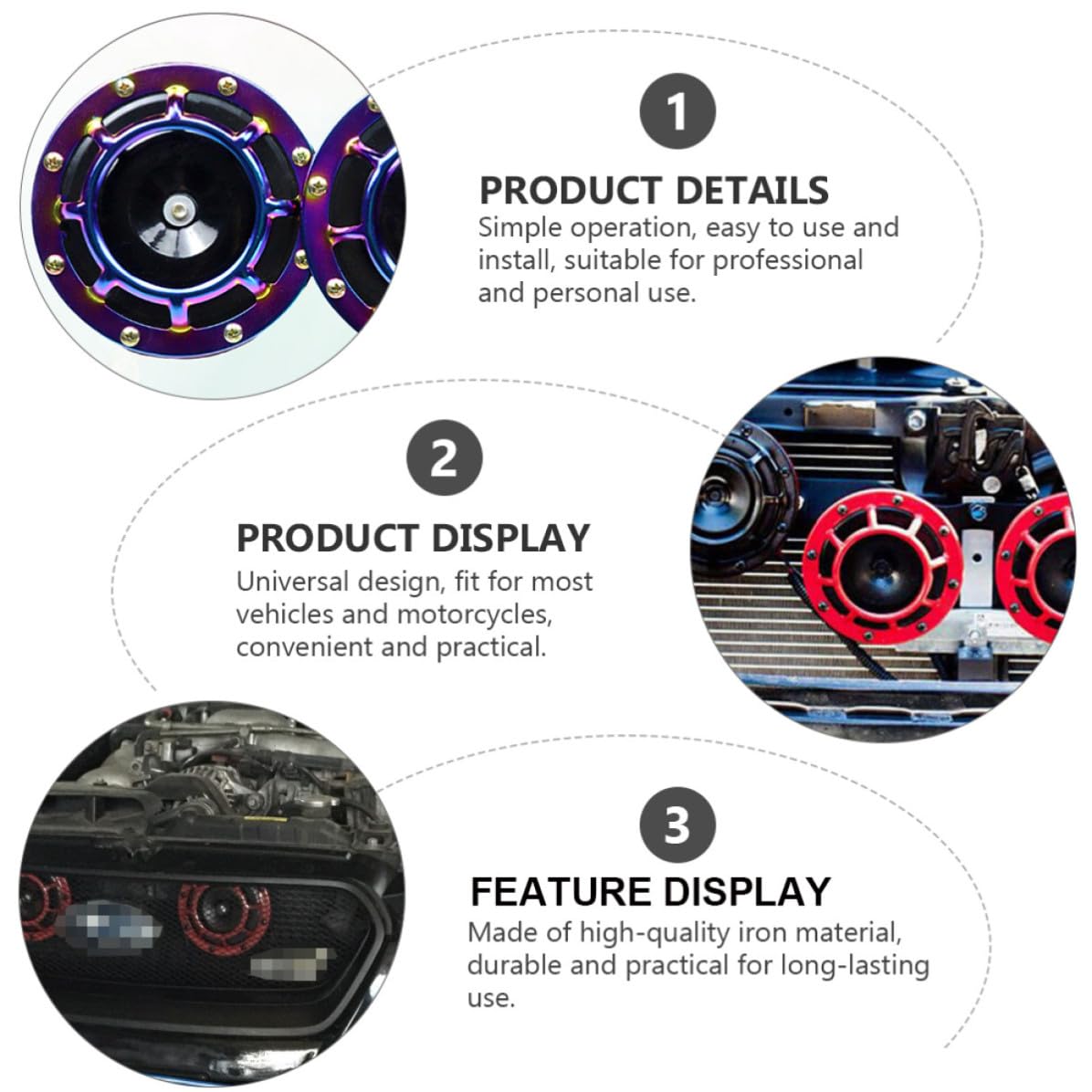 MAGICLULU Bocina Adecuado para Modificación Automática de Vehículos de Hierro Resistente Eléctrica Súper Fuerte Púrpura, Fácil de Instalar para Coche y Motocicleta