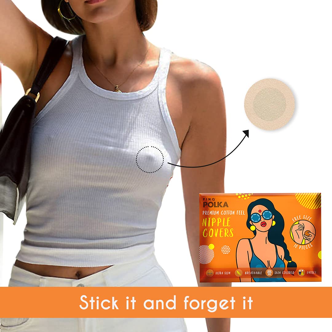 PINQ POLKA Premium Disposable Nipple Cover Pasties Stickers for Women| Skin Friendly |Breathable| Sweat Proof |Up to 12 Hrs Sticking Capacity |Reusable Cloth Bag - 20 Pcs - Image 9 thumbnail
