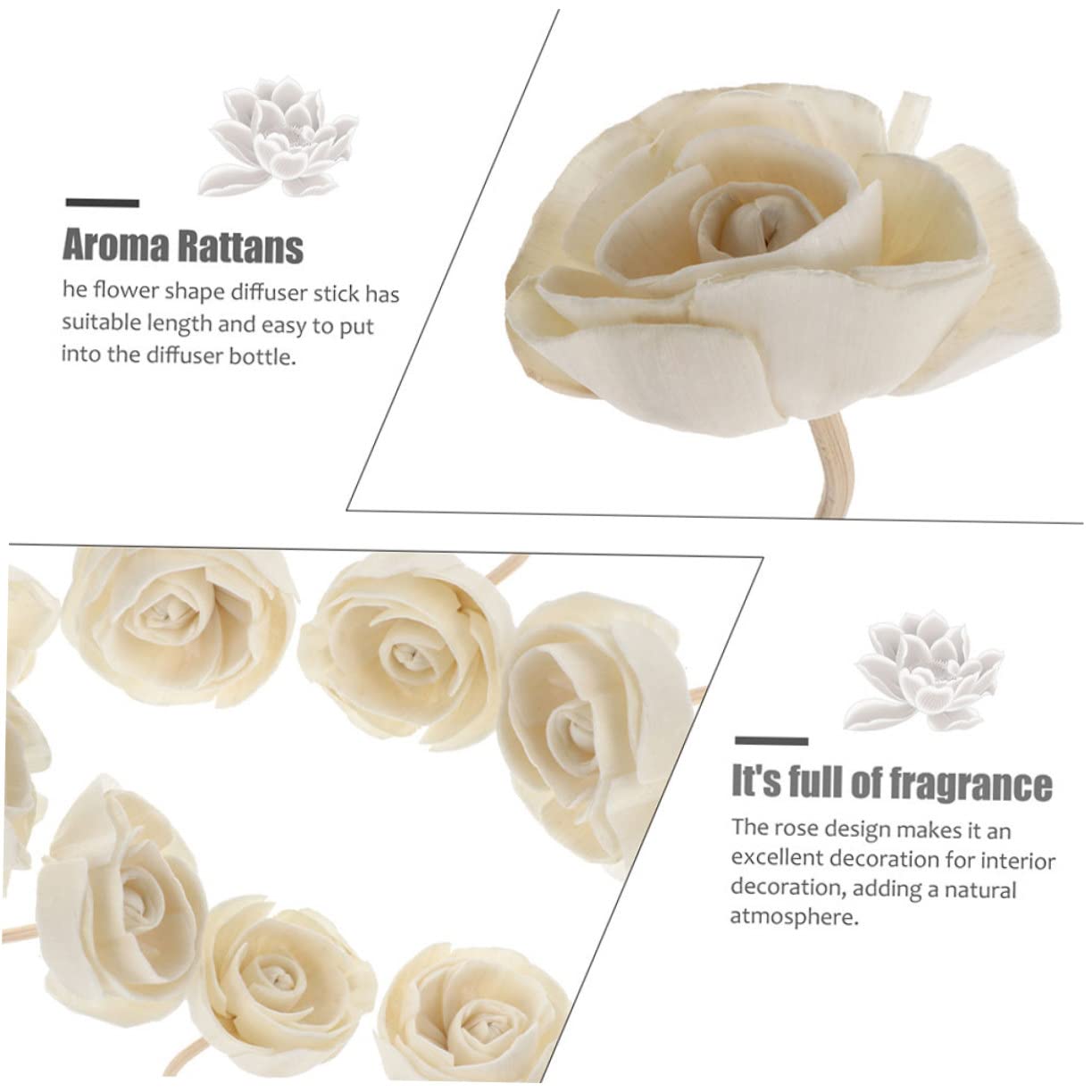 Abaodam 5 Set Eleganti Bastoncini Diffusori in Rattan Bastoncini Diffusori Per Profumi Naturali Per La Casa 3 Pezzi * 5