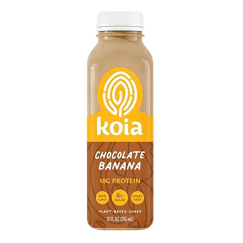 Koia Proteína - Batido de proteínas vegetales listo para beber, sin lácteos, sin gluten, sin soja, sin OMG, Kosher, vegano, plátano de chocolate, 12