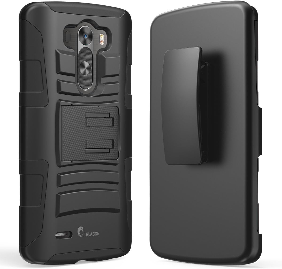 LG G3 Case, i-Blason Prime Series Dual Layer Holster Case with Kickstand and Locking Belt Swivel Clip for LG G3 (Black)