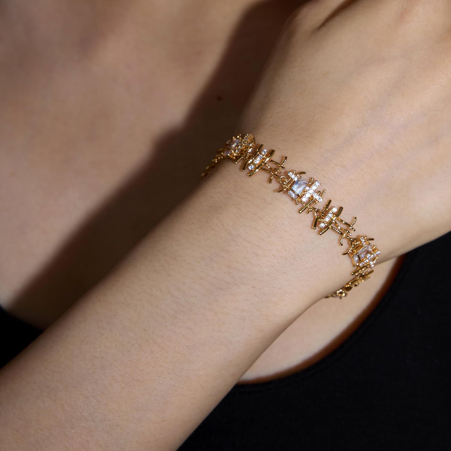 Gold Bracelets for Women 18K Real Gold Plated Jewelry Trendy Dainty Braided Cubic Zirconia Chain Bracelets Costume Fashion Filled Gifts for Women - Image 3