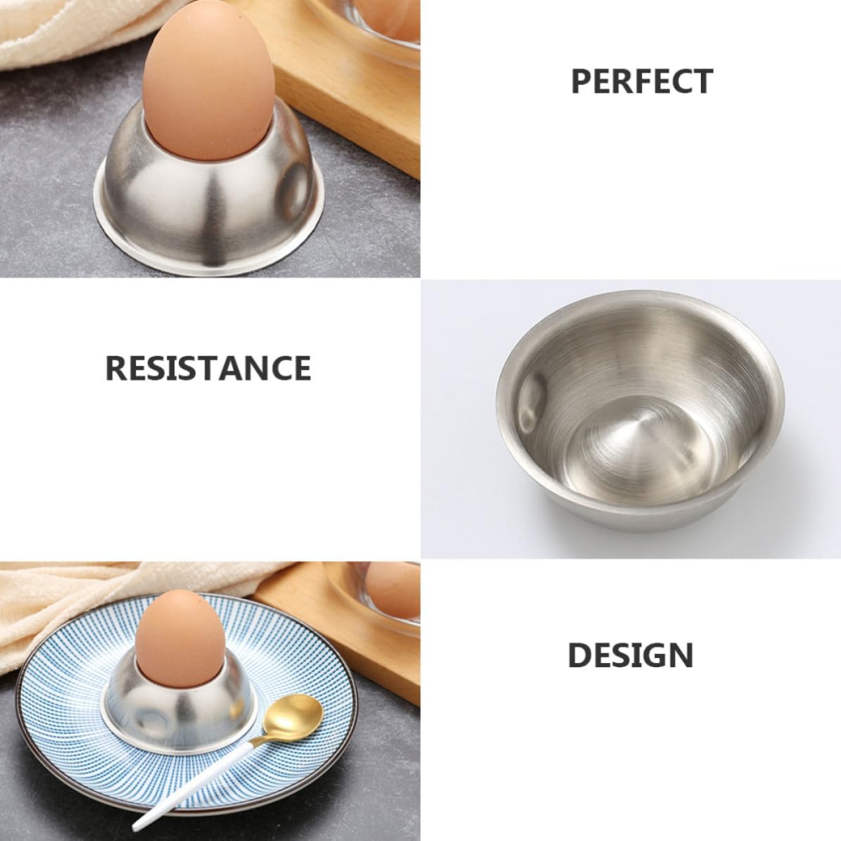 Stainless Steel Egg Cup Holder for Hard Boiled Eggs, Silver