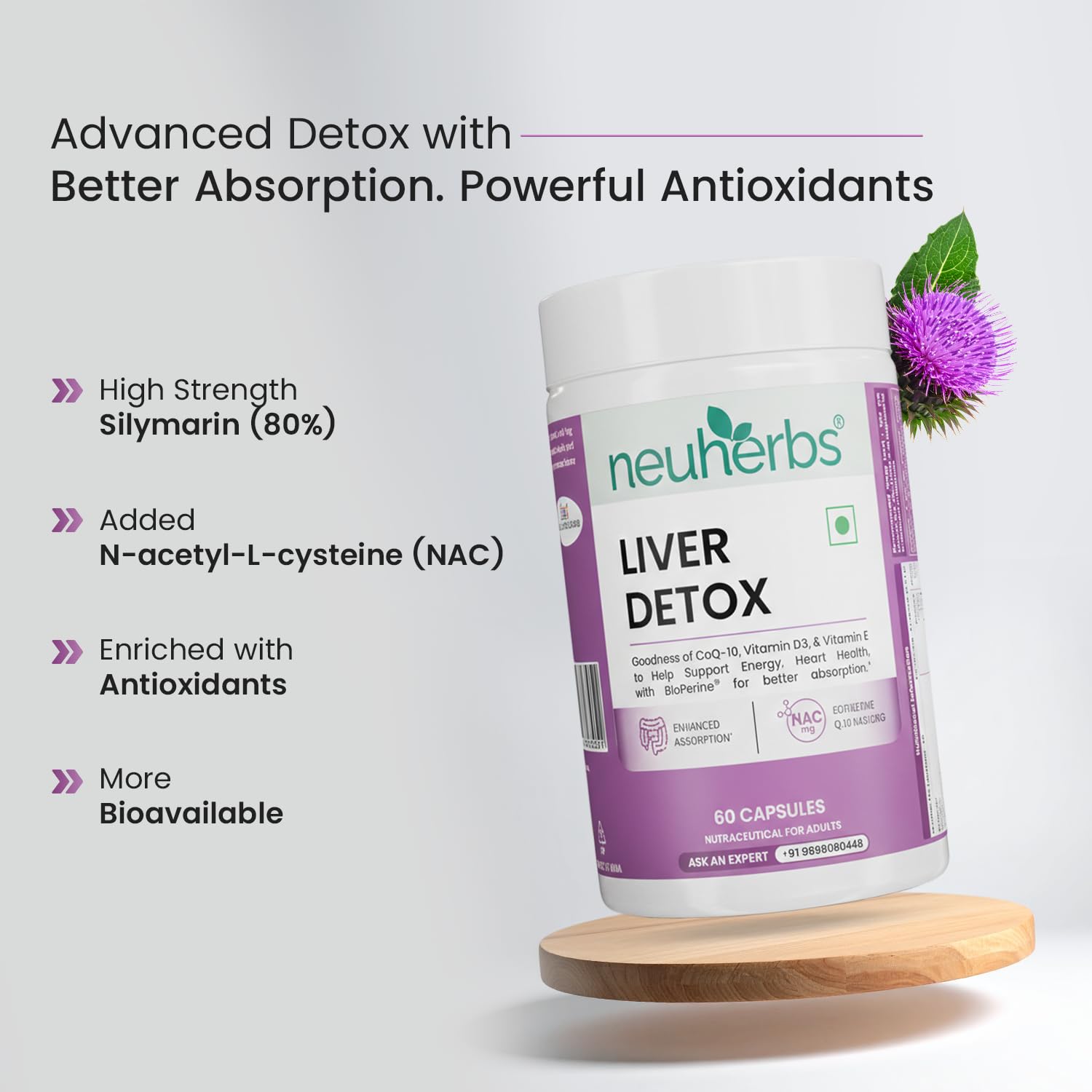 Neuherbs Liver Detox Capsules with Milk Thistle, NAC & Silymarin | Supports Liver Health, Liver Detox & Cleansing | Liver Support Supplement for Men & Women | 60 Capsules 3