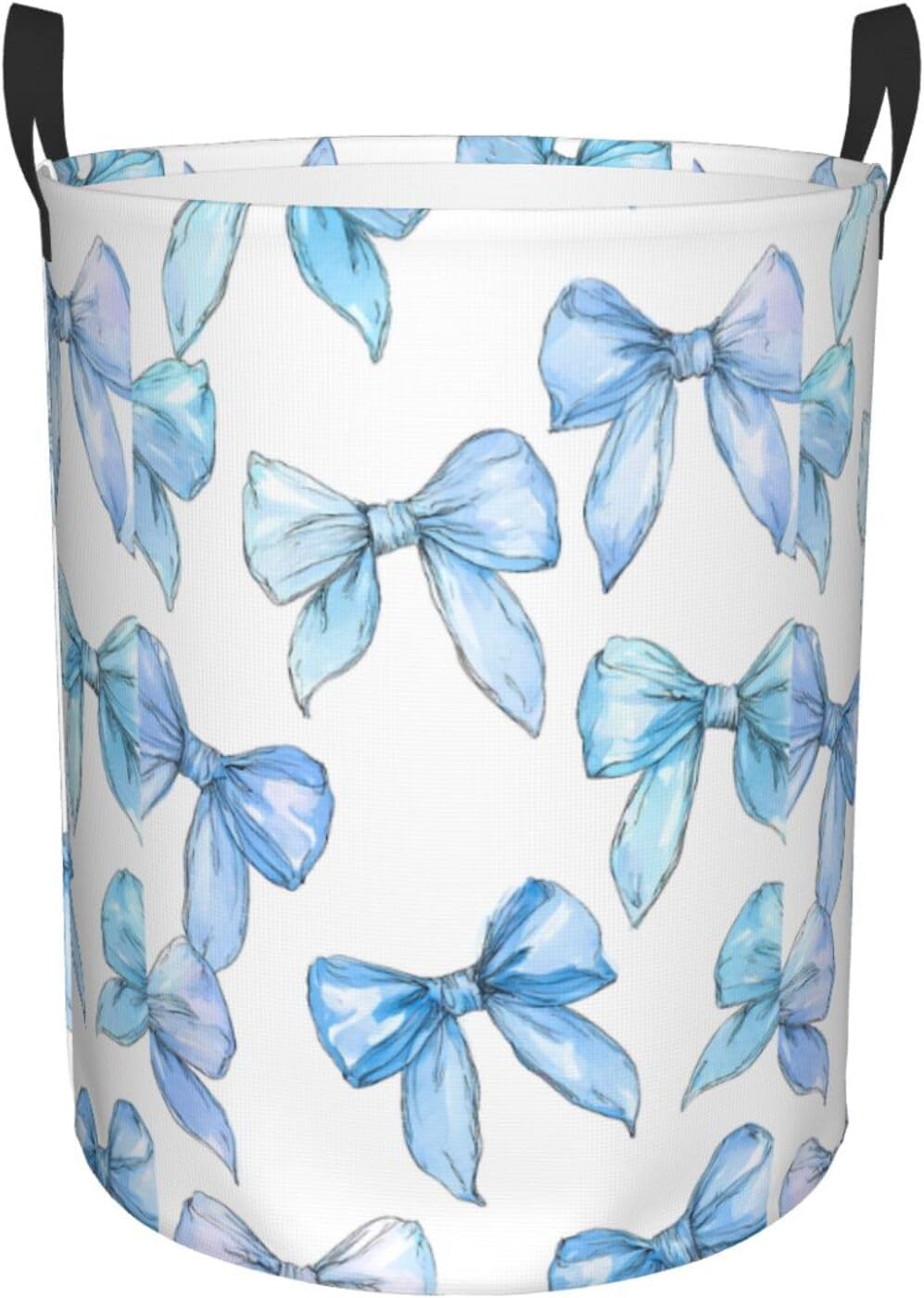 Blue Bow Foldable Laundry Basket Waterproof Oxford Cloth Storage Laundry Hamper For Bathroom/Laundry Storage/Bedroom