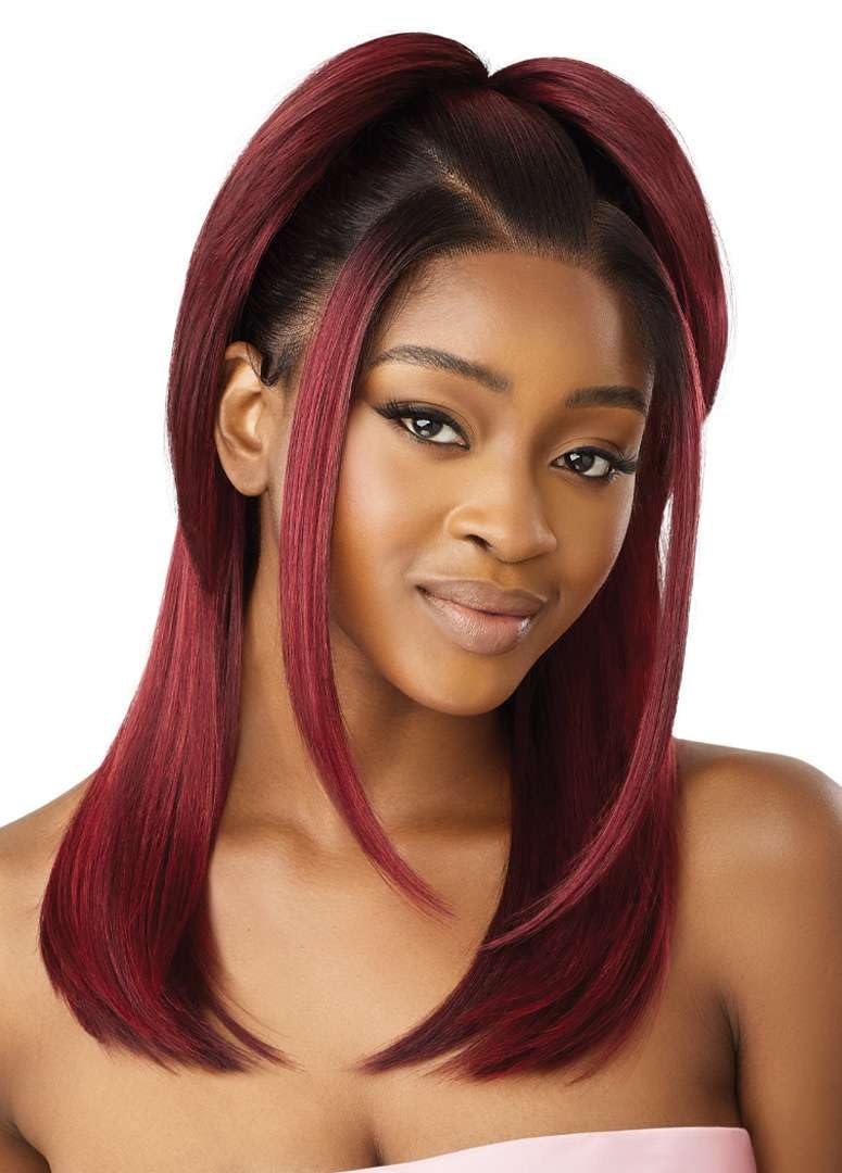 Outre Airtied 100% Fully Hand-Tied Wig - Human Hair Blend - Sleek Yaki 20" (DRST2/CHOCOLATE CARAMEL)