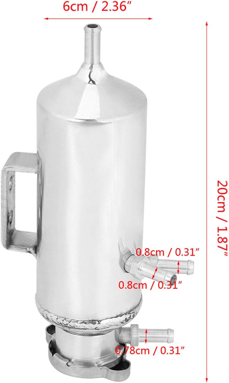 350ml Aluminum Universal Overflow Catch Tank Coolant Reservoir Kit High Performance Radiating Facility for Car SUV Engine Cooling System Silver